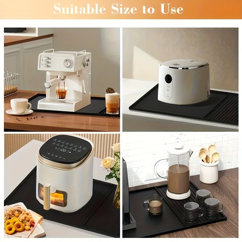 2-in-1 Silicone Coffee Mat, Suitable for Coffee Bar Protection. for Espresso Machines and Drip Dry Mats with Non-Slip Design - Smoothy Home