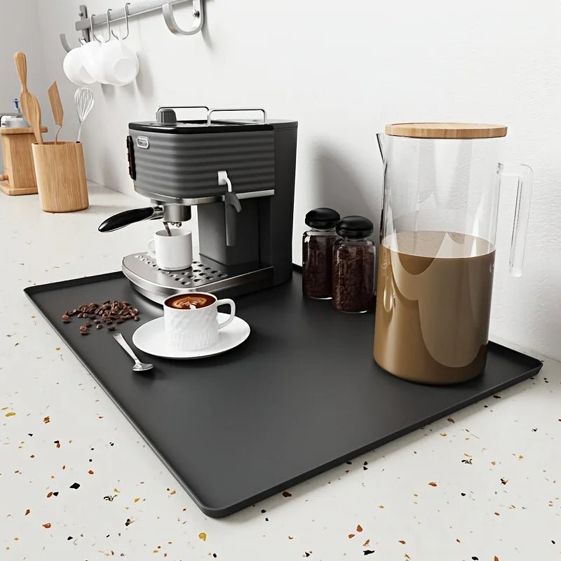 2-in-1 Silicone Coffee Mat, Suitable for Coffee Bar Protection. for Espresso Machines and Drip Dry Mats with Non-Slip Design - Smoothy Home
