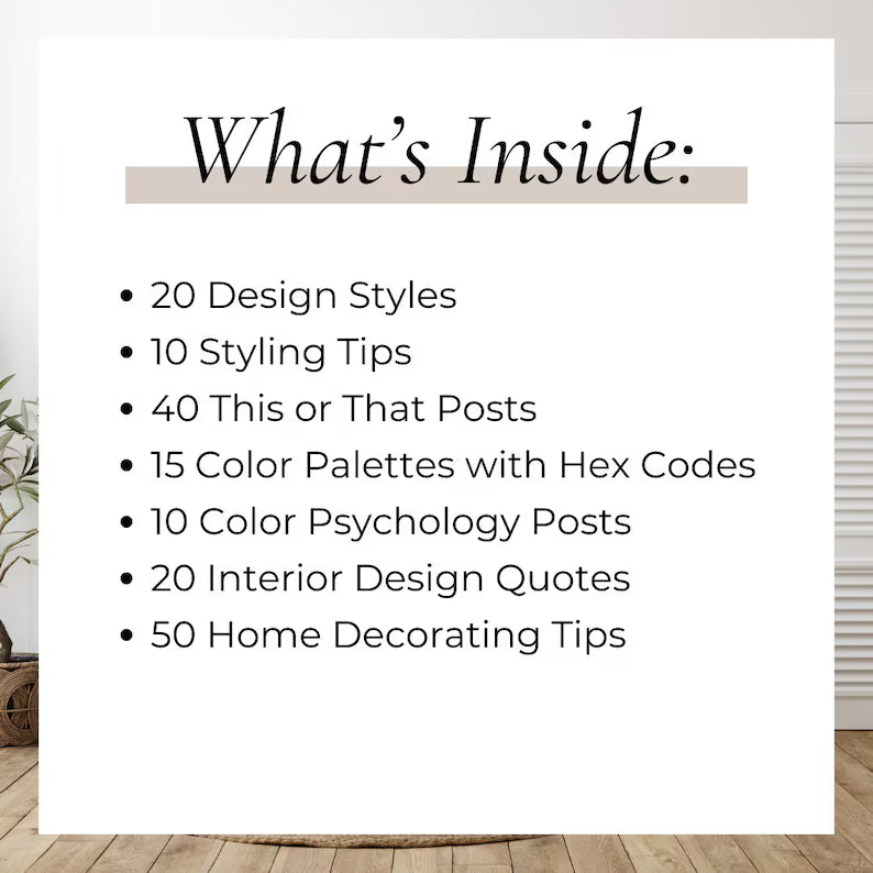 150 Ready-to-Post Interior Design Social Media Posts | Canva Editable Templates | Volume 1 | Instagram & Pinterest Content