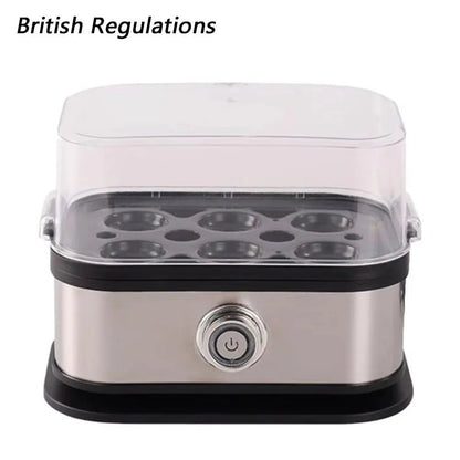 200W Power Eggs Boiler Space Saving Auto Shut-Off Smart Egg Cooker 6 Eggs Capacity Stainless Steel Rapid Egg Cooker - Smoothy Home