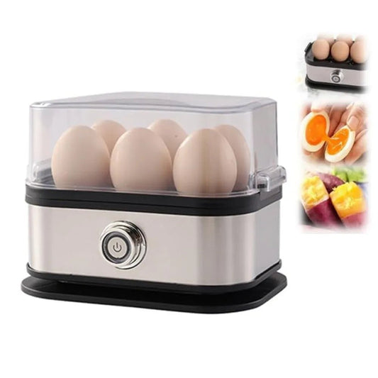 200W Power Eggs Boiler Space Saving Auto Shut-Off Smart Egg Cooker 6 Eggs Capacity Stainless Steel Rapid Egg Cooker - Smoothy Home