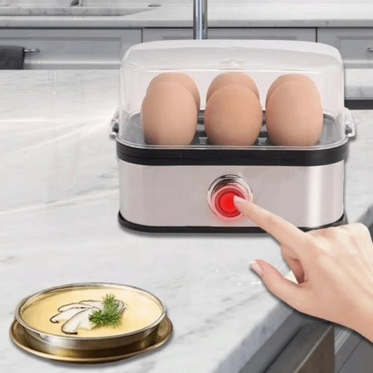 200W Power Eggs Boiler Space Saving Auto Shut-Off Smart Egg Cooker 6 Eggs Capacity Stainless Steel Rapid Egg Cooker - Smoothy Home