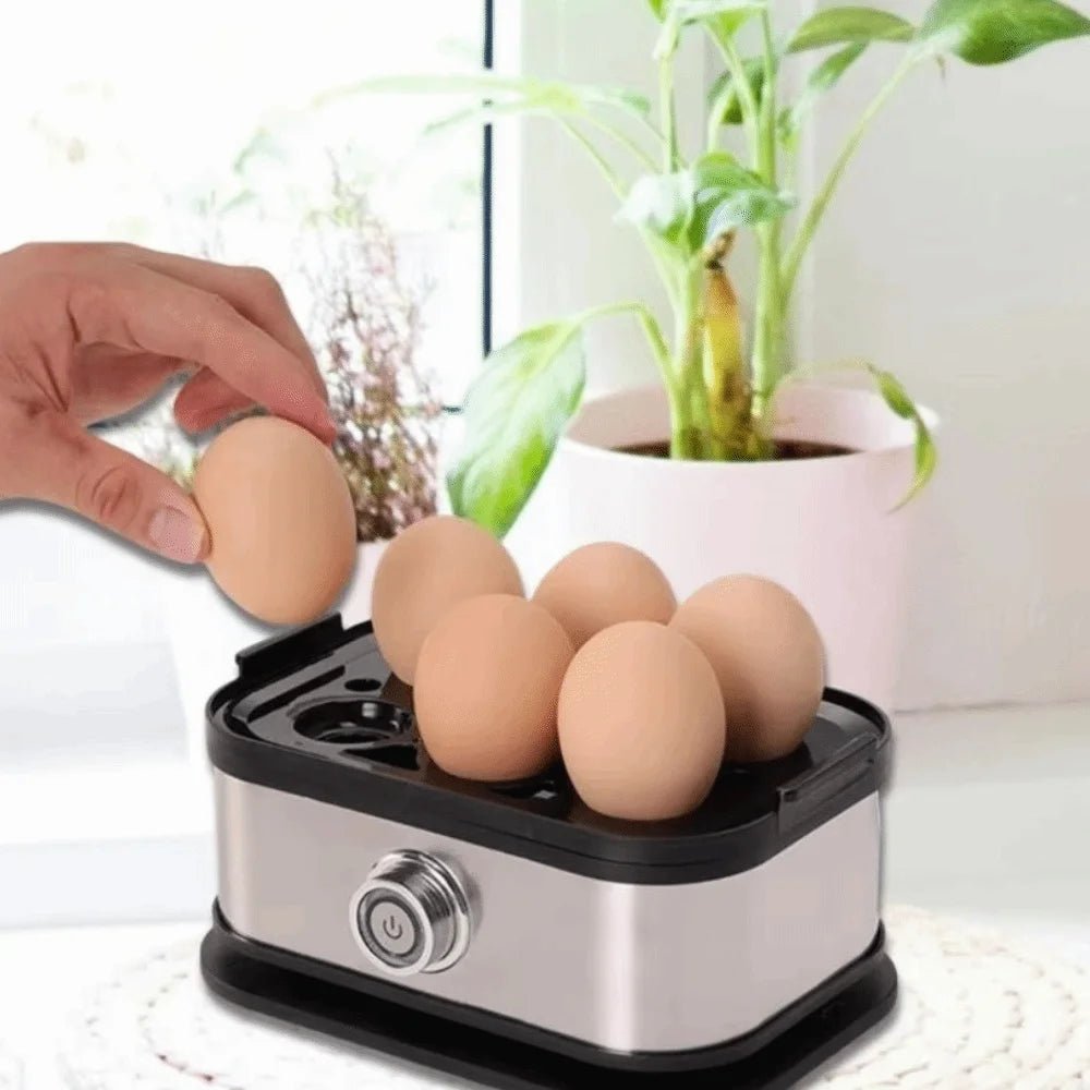 200W Power Eggs Boiler Space Saving Auto Shut-Off Smart Egg Cooker 6 Eggs Capacity Stainless Steel Rapid Egg Cooker - Smoothy Home