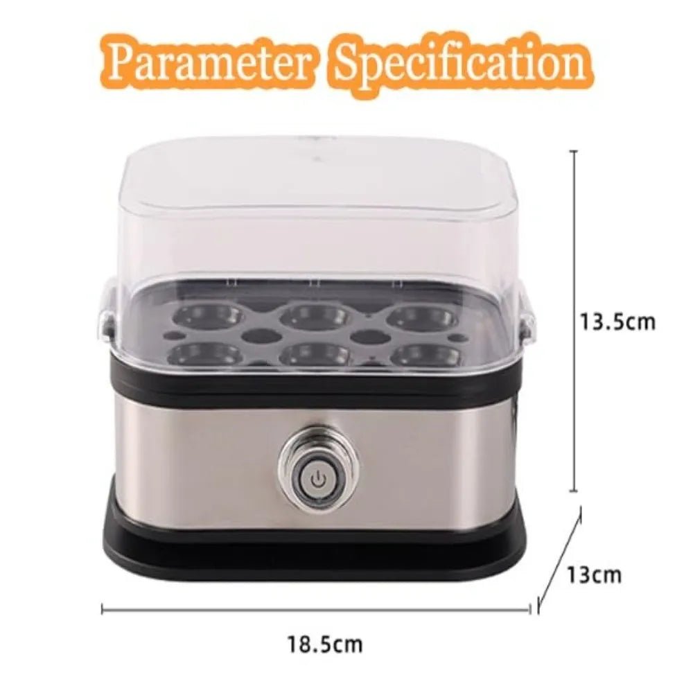 200W Power Eggs Boiler Space Saving Auto Shut-Off Smart Egg Cooker 6 Eggs Capacity Stainless Steel Rapid Egg Cooker - Smoothy Home