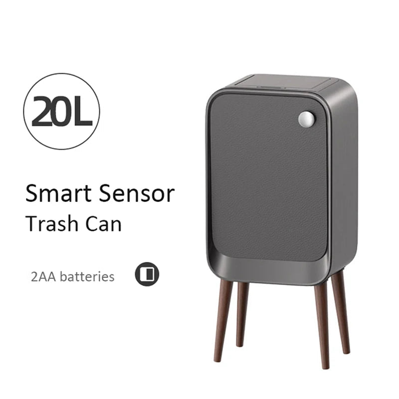 20L High Feet Smart Sensor Trash Can with Lid Two-way Light Luxury Trash Bin Home Large Kitchen Wastebask Bathroom Paper Basket - Smoothy Home