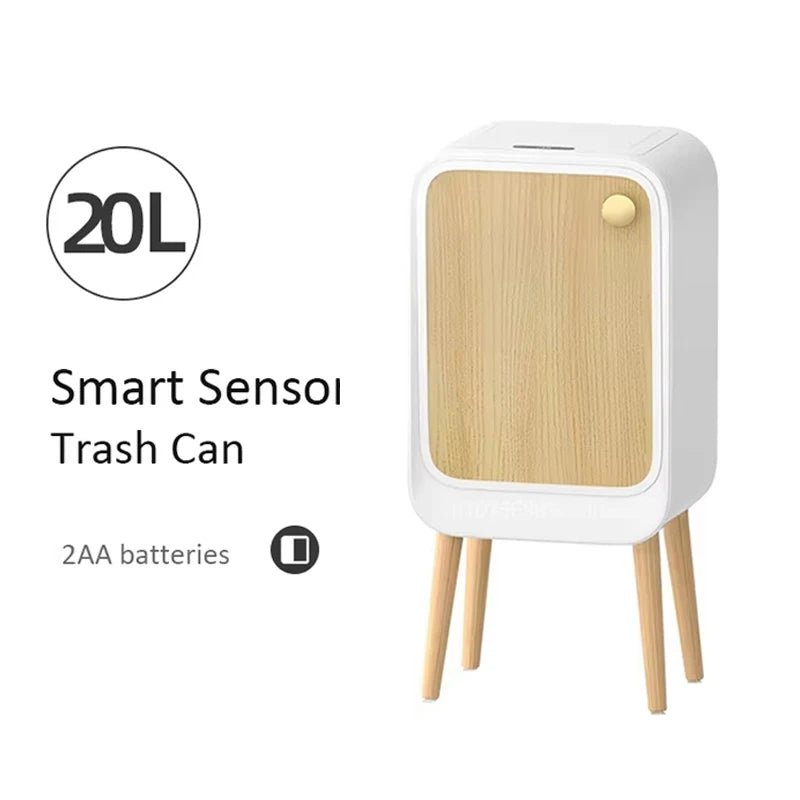 20L High Feet Smart Sensor Trash Can with Lid Two-way Light Luxury Trash Bin Home Large Kitchen Wastebask Bathroom Paper Basket - Smoothy Home