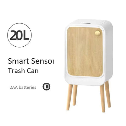 20L High Feet Smart Sensor Trash Can with Lid Two-way Light Luxury Trash Bin Home Large Kitchen Wastebask Bathroom Paper Basket - Smoothy Home
