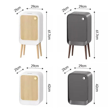 20L High Feet Smart Sensor Trash Can with Lid Two-way Light Luxury Trash Bin Home Large Kitchen Wastebask Bathroom Paper Basket - Smoothy Home