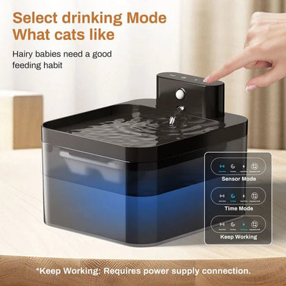2.2L Wireless Automatic Cat Water Fountain Infrared Sensor Smart Pet Drinkier Fountain 2600mAh Pet Water Dispenser For Dog Cat - Smoothy Home