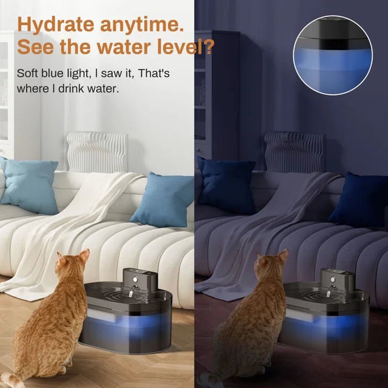 2.2L Wireless Automatic Cat Water Fountain Infrared Sensor Smart Pet Drinkier Fountain 2600mAh Pet Water Dispenser For Dog Cat - Smoothy Home