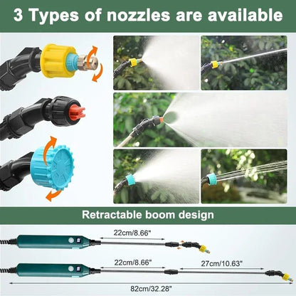 2400mAh High Pressure Electric Garden Sprayer Portable Plant Watering Tool With 3 Mist Nozzles For Lawn Crop Irrigation - Smoothy Home