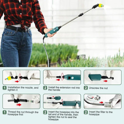 2400mAh Portable Electric Sprayer Wand Irrigation Tool 3 Mist Nozzles Plant High-Pressure Sprinkler Watering Garden Irrigation - Smoothy Home