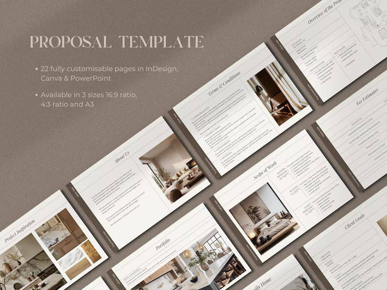 Interior Design Proposal + Presentation + FF&E Bundle | Canva Editable Client Proposal Templates for Designers