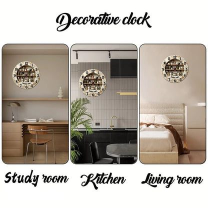 2D Flat Kitchen Rules Design Wooden Round Silent Hanging Wall Clock,For Living Room,Office,Study Room,Bedroom, Home Decoration - Smoothy Home