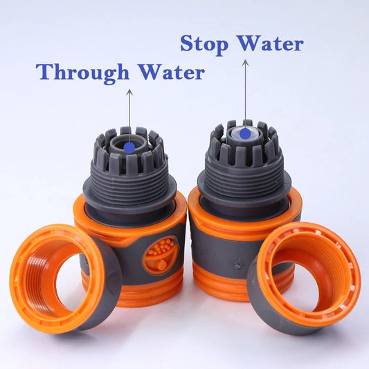 2PCS 1/2" 3/4" Garden Hose Adapter with 16mm Quick Connector Stop Water Coupler Joints Irrigation Tube Connect Repair Extender - Smoothy Home