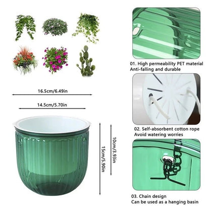 2Pcs Flowerpot Self Absorbing Water Hanging Planter Thickened Premium Planter Hydroponic Soil Cultivation Lazy Flower Pot Garden - Smoothy Home