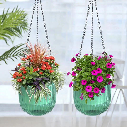 2Pcs Flowerpot Self Absorbing Water Hanging Planter Thickened Premium Planter Hydroponic Soil Cultivation Lazy Flower Pot Garden - Smoothy Home