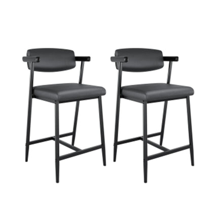 2PCS Modern Bar Stools Set with Back & Upholstered Wider Seat, Metal Bar Stools with Footrest for Kitchen Island Easy Assembly - Smoothy Home
