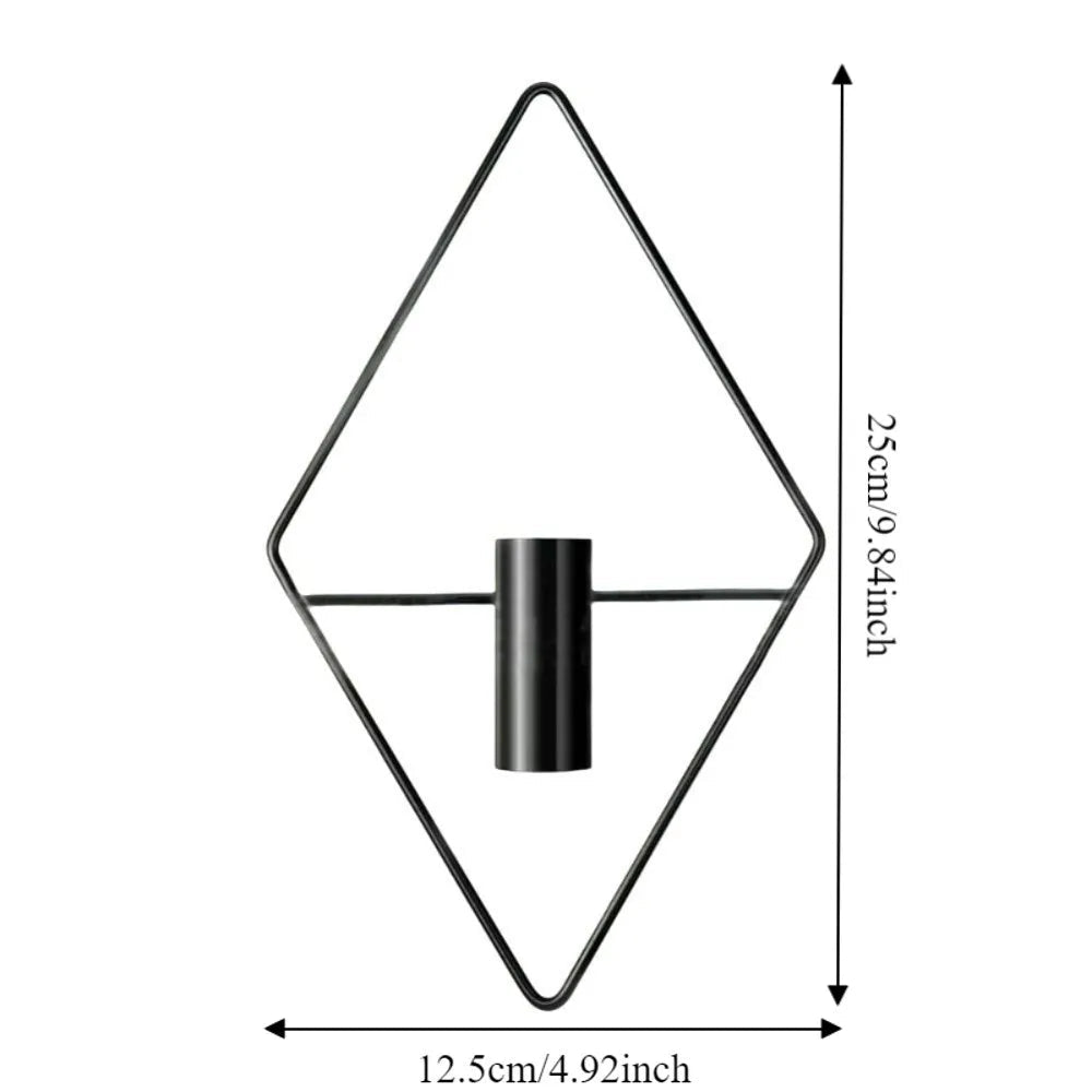 2PCS Modern Iron Rhombus Hanging Flower Vase Decorative Minimalist Wall Hanging Vase Black Metal Wall Vase Porch Decoration - Smoothy Home