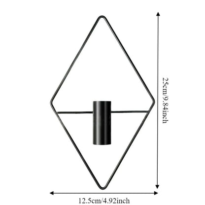 2PCS Modern Iron Rhombus Hanging Flower Vase Decorative Minimalist Wall Hanging Vase Black Metal Wall Vase Porch Decoration - Smoothy Home
