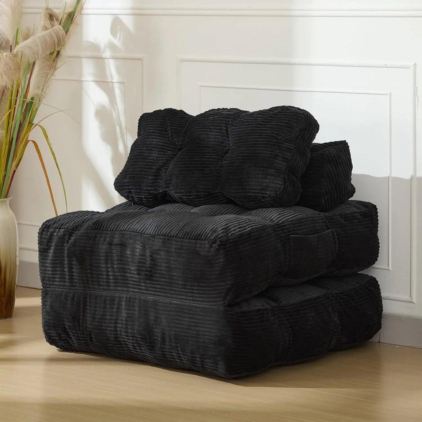 3-in-1 34" Folding Sofa Bed with Pillow Boneless Matress with Back Support Comfy Portable Convertible Sleeper Chair Floor Sofa - Smoothy Home