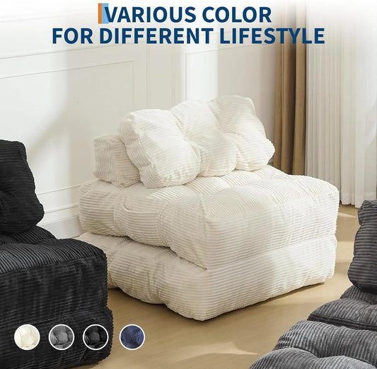 3-in-1 34" Folding Sofa Bed with Pillow Boneless Matress with Back Support Comfy Portable Convertible Sleeper Chair Floor Sofa - Smoothy Home