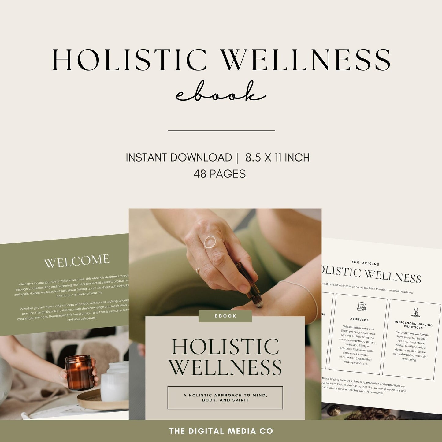 Holistic Wellness Ebook | Editable Canva Template | Mind, Body & Spirit Guide | Done-For-You Lead Magnet