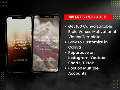 100 Motivational Bible Verse Reel Videos | Ready-to-Post Canva Templates for Instagram, TikTok & YouTube Shorts