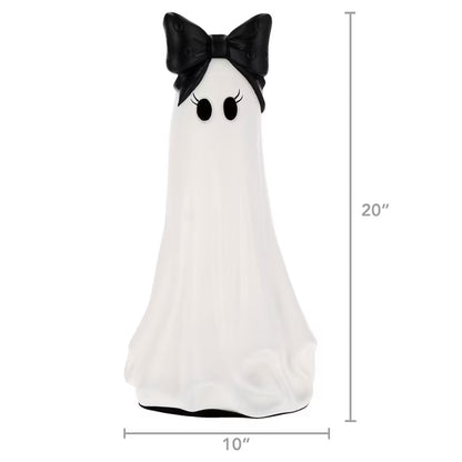 My Texas House Halloween Large Ghost with Bow Decoration, Black and White, 20"