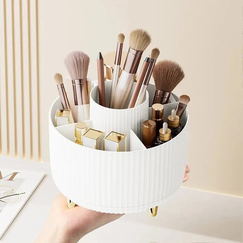 360 Degree Rotating Makeup Brush Organizer Cosmetic Brush Holder Desktop Storage Box Pen Pencil Container Organizer - Smoothy Home