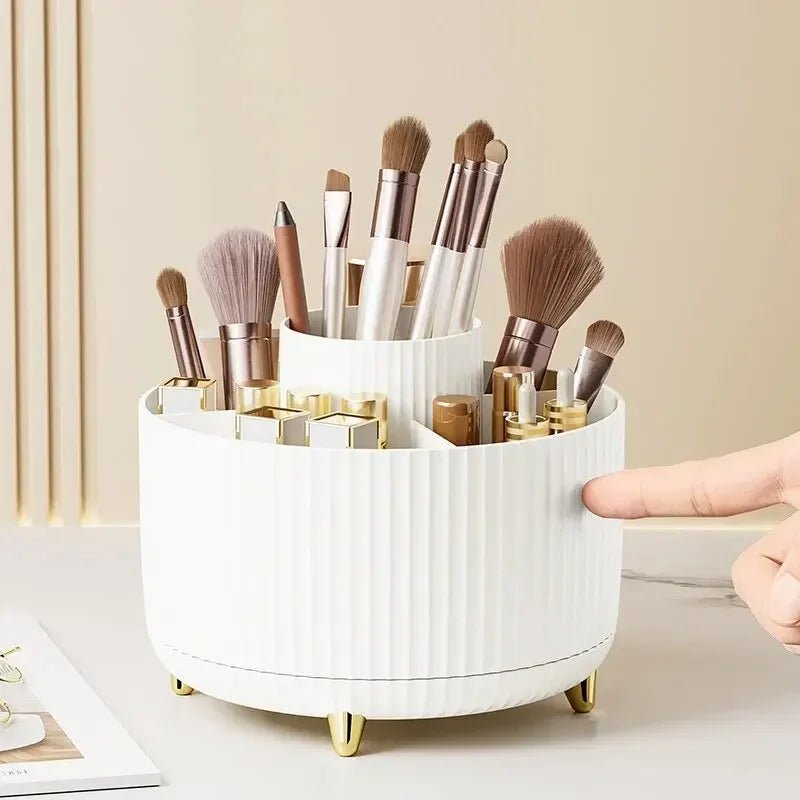 360 Degree Rotating Makeup Brush Organizer Cosmetic Brush Holder Desktop Storage Box Pen Pencil Container Organizer - Smoothy Home