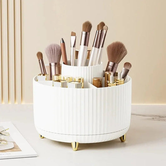 360 Degree Rotating Makeup Brush Organizer Cosmetic Brush Holder Desktop Storage Box Pen Pencil Container Organizer - Smoothy Home