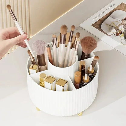 360 Degree Rotating Makeup Brush Organizer Cosmetic Brush Holder Desktop Storage Box Pen Pencil Container Organizer - Smoothy Home