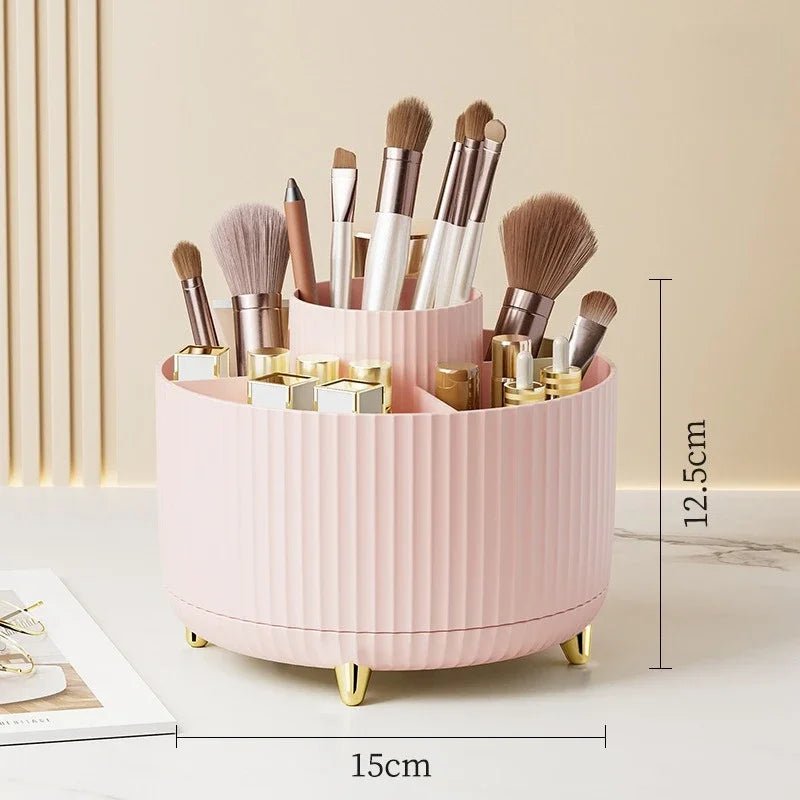 360 Degree Rotating Makeup Brush Organizer Cosmetic Brush Holder Desktop Storage Box Pen Pencil Container Organizer - Smoothy Home