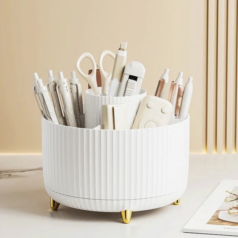 360 Degree Rotating Makeup Brush Organizer Cosmetic Brush Holder Desktop Storage Box Pen Pencil Container Organizer - Smoothy Home