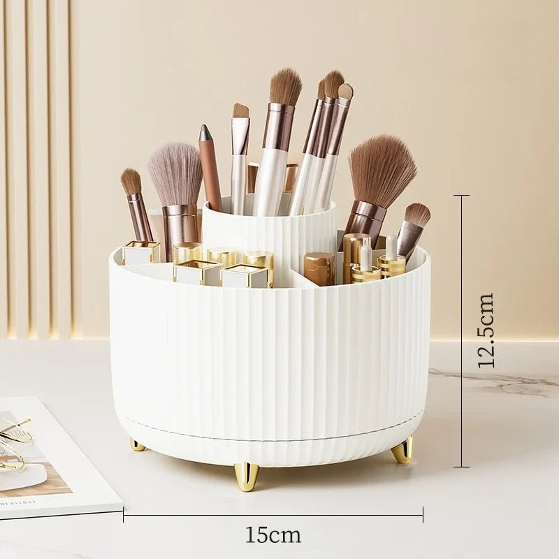 360 Degree Rotating Makeup Brush Organizer Cosmetic Brush Holder Desktop Storage Box Pen Pencil Container Organizer - Smoothy Home