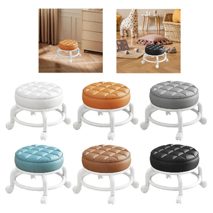 360° Rotating Low Roller Seat Stool Kids Women Heavy Duty Pulley Wheels Stool for Living Room Barber Shop Garage Home Salons - Smoothy Home
