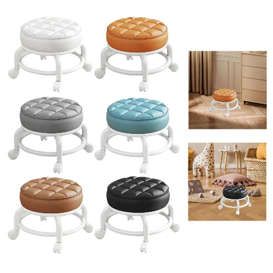 360° Rotating Low Roller Seat Stool Kids Women Heavy Duty Pulley Wheels Stool for Living Room Barber Shop Garage Home Salons - Smoothy Home