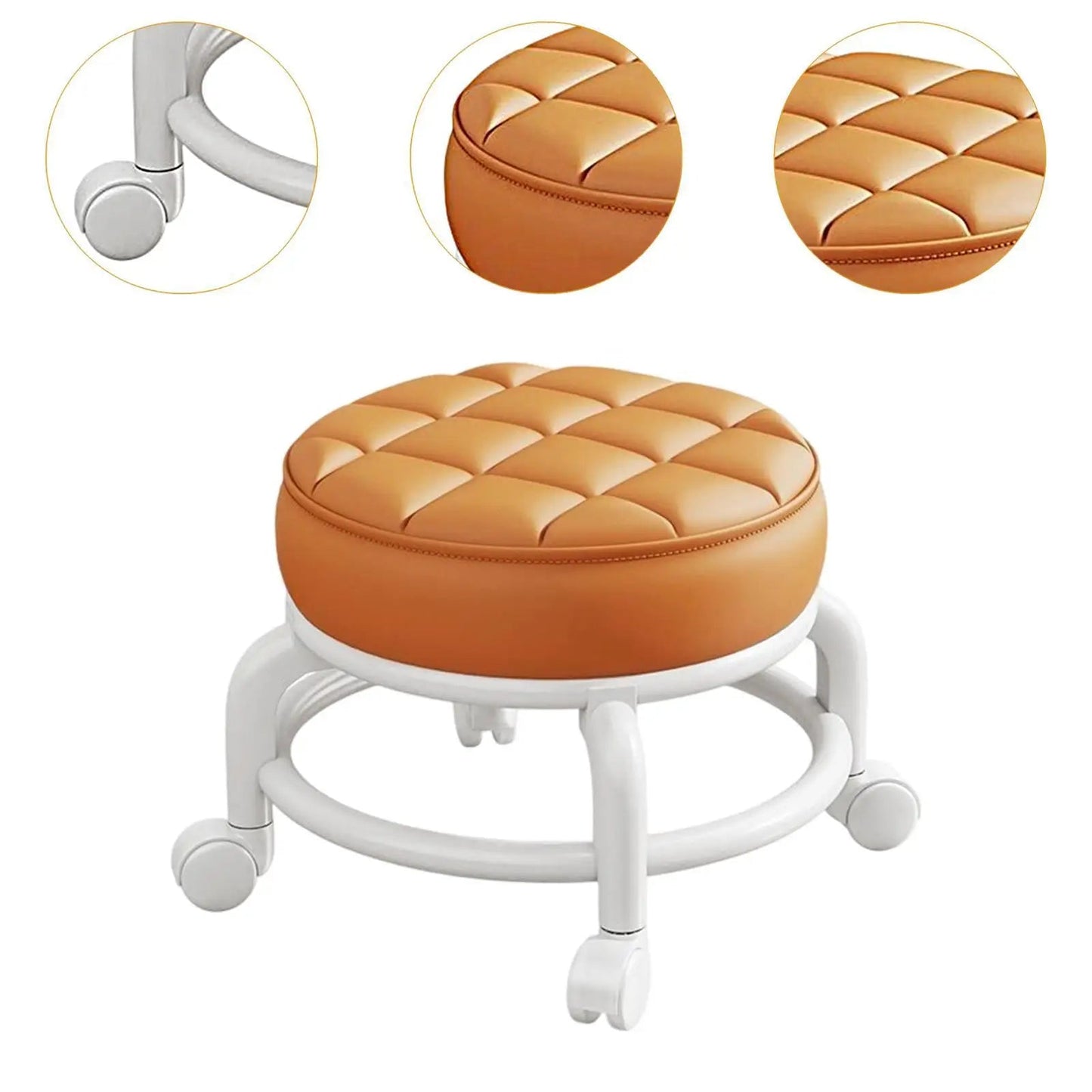 360° Rotating Low Roller Seat Stool Kids Women Heavy Duty Pulley Wheels Stool for Living Room Barber Shop Garage Home Salons - Smoothy Home