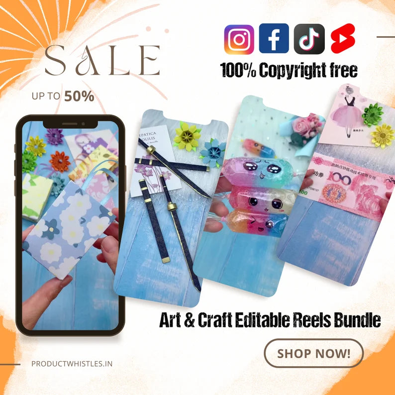 9000+ Viral Art & Craft Reels Bundle | Ready-to-Use DIY Content + Canva Posts | PLR & MRR Rights | Instant Download