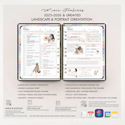 2025-2026 & Undated All-In-One Digital Planner | 5000+ Stickers, 120+ Covers & 480+ Templates | GoodNotes