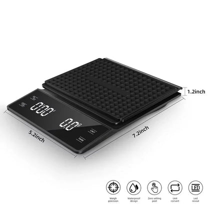 3kg/0.1g Digital Coffee Scale with Timer Kitchen Tools Multifunction Weighing Scale Pour Over Drip Espresso Scale LCD Display - Smoothy Home