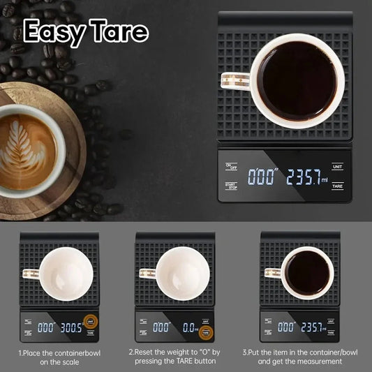 3kg/0.1g Digital Coffee Scale with Timer Kitchen Tools Multifunction Weighing Scale Pour Over Drip Espresso Scale LCD Display - Smoothy Home