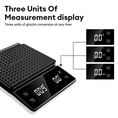 3kg/0.1g Digital Coffee Scale with Timer Kitchen Tools Multifunction Weighing Scale Pour Over Drip Espresso Scale LCD Display - Smoothy Home
