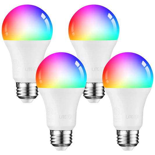 4 Pack Smart WiFi LED A19 Bulb, RGBCW Color Changing, Compatible with Alexa & Google Home & Echo Assistant - Smoothy Home
