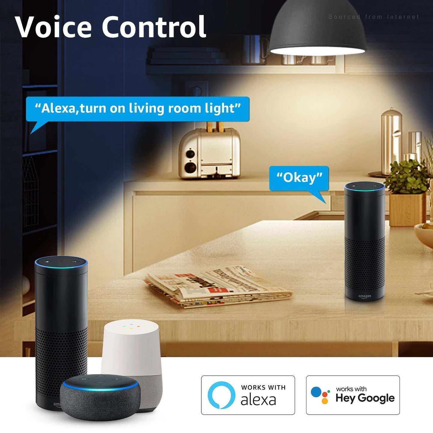 4 Pack Smart WiFi LED A19 Bulb, RGBCW Color Changing, Compatible with Alexa & Google Home & Echo Assistant - Smoothy Home