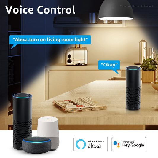 4 Pack Smart WiFi LED A19 Bulb, RGBCW Color Changing, Compatible with Alexa & Google Home & Echo Assistant - Smoothy Home
