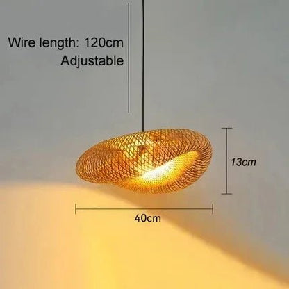 40-80cm Bamboo Weaving LED Pendant Light HandMade Vintage Home Hanging Chandelier Lampshade Dining Living Room Indoor Fixtures - Smoothy Home