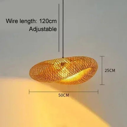40-80cm Bamboo Weaving LED Pendant Light HandMade Vintage Home Hanging Chandelier Lampshade Dining Living Room Indoor Fixtures - Smoothy Home