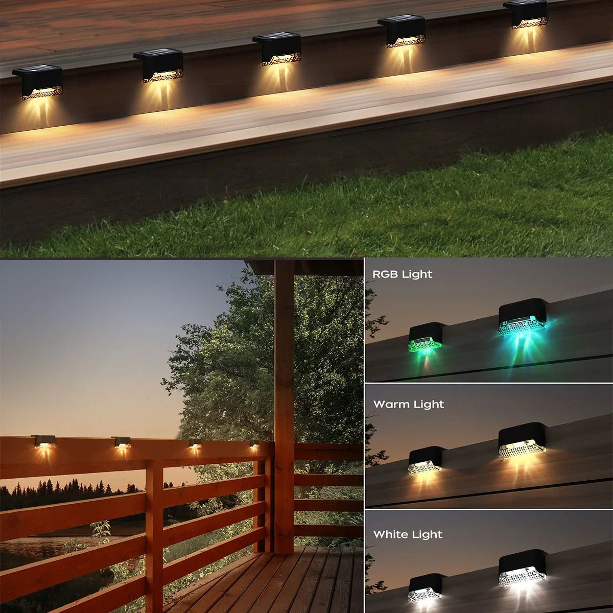 4/12 Pack Deck Lights Solar Powered, Solar Step Lights Outdoor Waterproof Led, Step Lights Solar Powered Used For Deck Stairs - Smoothy Home